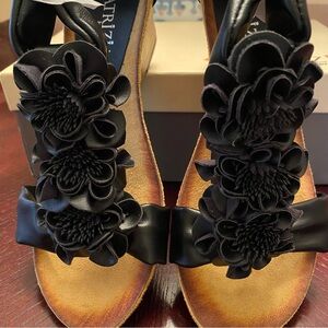 New in box Patrizia by Spring Step Black Floral wedge sandals